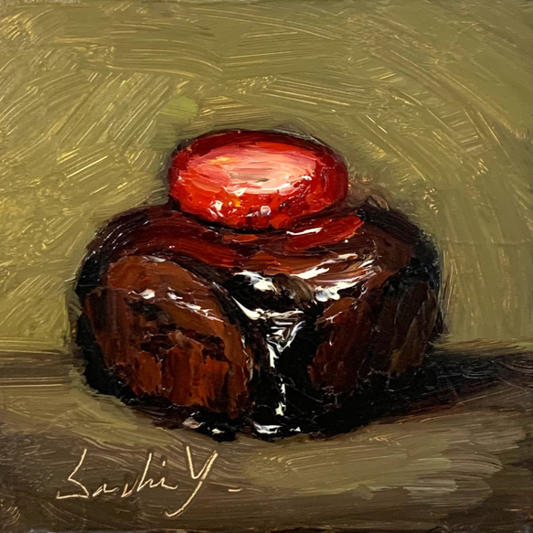 油彩画 Strawberry Chocolate Cake 絵画 Sachi Yoshimoto Art