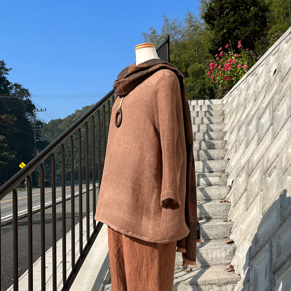 柿渋染めウール混ブラウス23093