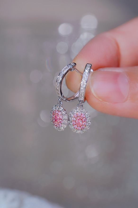 ピンクダイヤモンドピアスk18 ピアス（フープ） パール大好き