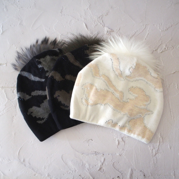 【滑らかな編み目とシンプルなデザイン】ブラウジングニット帽・迷彩KH 4枚目の画像