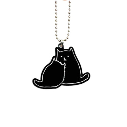 【受け止めるねこ】ブラックアクリルキーホルダー（中）／猫　シュール　可愛い　ポップ　ユニーク　個性的　イラスト 2枚目の画像