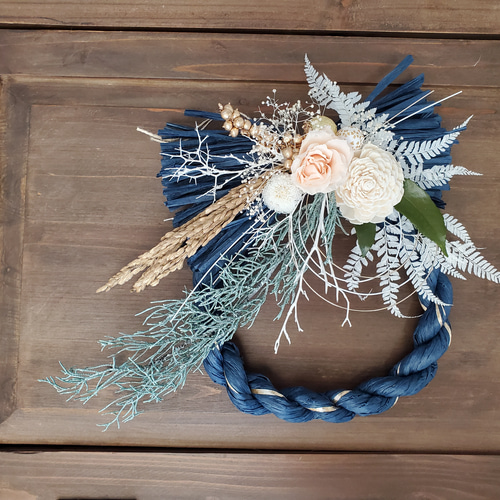 お正月飾り しめ縄リース 青色 しめ縄・しめ飾り yuki 通販 16784835