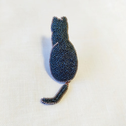 猫のブローチ オートクチュールビーズ刺繍 ロシアンブルー  Russian blue Cat Brooch 1枚目の画像