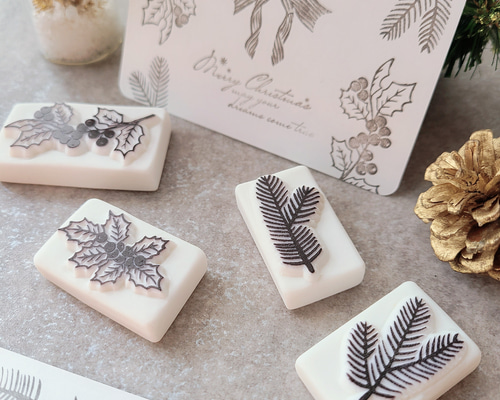 消しゴムはんこNo.326 冬のリーフセット クリスマス 消しゴムはんこNo.326 冬のリーフセット クリスマス