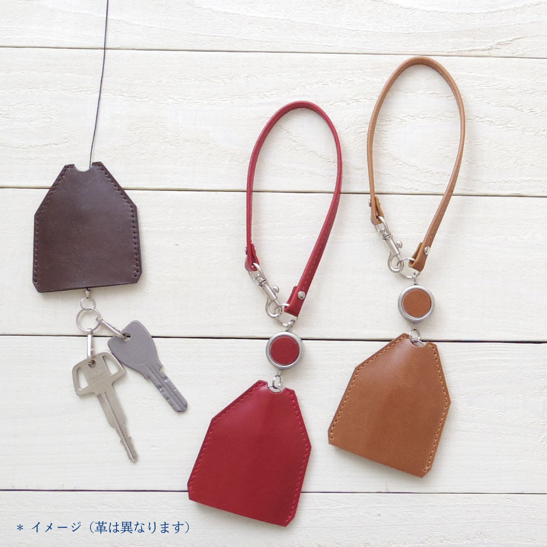 牛革リールキーカバーＬ＜クロコ＊型押し＊ブラウン＞