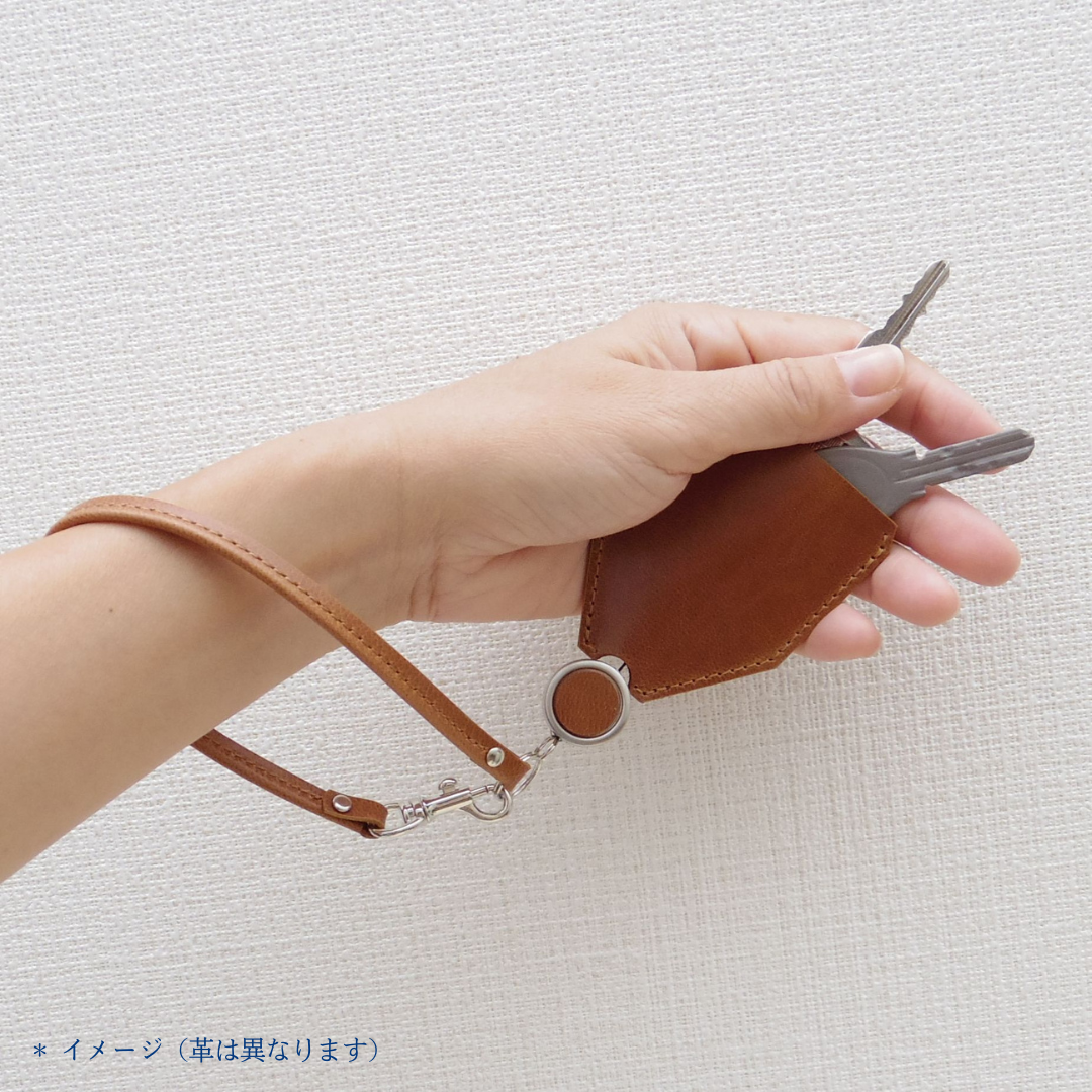 牛革リールキーカバーＬ＜クロコ＊型押し＊ブラウン＞