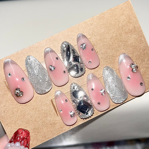 76))ワンホンネイル フレンチガーリー 埋めつくし 派手ネイル ピンクネイル 🩷💎💫 #ピンクネイル #ピンクネイルデザイン #フレンチネイル