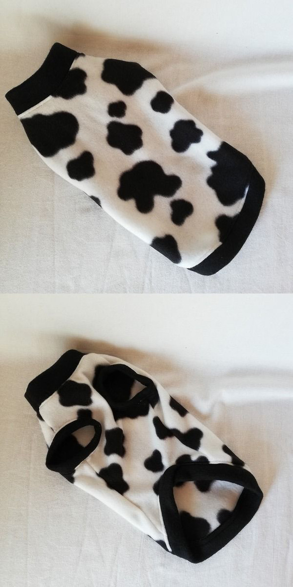 犬服オリジナル　暖かフリース・牛柄（ホルスタイン）柄犬服2404　#ボストンテリア #フレンチブルドッグ 3枚目の画像