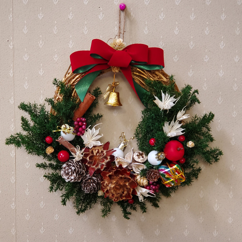 小さめ♪クリスマスリース♪♪ 小さなクリスマスリース 1点限定 (Creema限定) プリザーブドフラワー