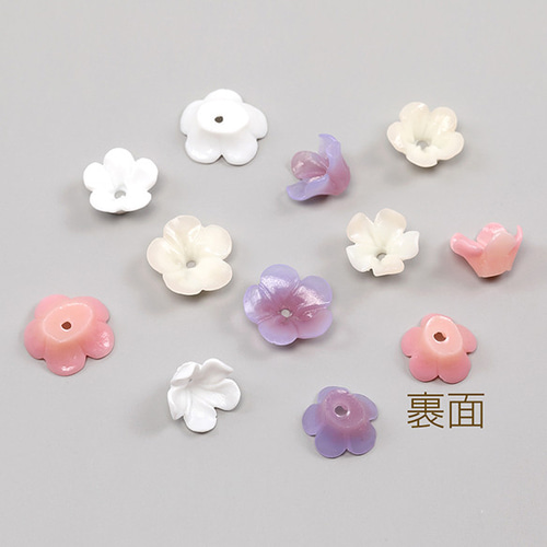 A4707-B2 30個 樹脂パーツ フラワー 五弁花 穴あり 3x（10ヶ