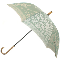 【晴雨兼用ジャンプ傘】kirie バラ 　セイジグリーン 3枚目の画像