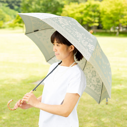 【晴雨兼用ジャンプ傘】kirie バラ 　セイジグリーン 1枚目の画像