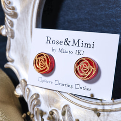 【一点もの】Rose Stamp薔薇の刻印イヤリング&ピアス 1枚目の画像