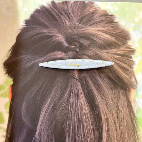 小花のシンプル ロングヘアクリップ・バレッタ【全4色】 ヘアクリップ