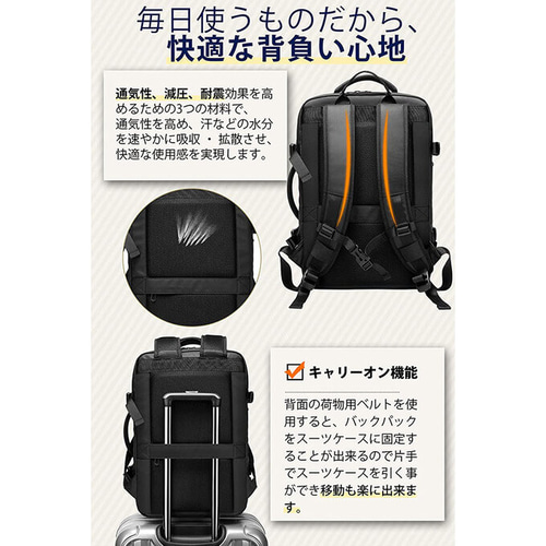 リュック ビジネスリュック バックパック 大容量 防水 3way USB マチ