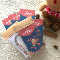 【聖誕節小卡】 小紅鼻聖誕麋鹿  禮物小卡(一組4入) 小卡片 禮物吊卡 吊牌 聖誕卡 第2張的照片