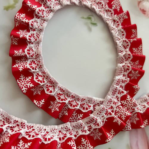 malapaレース☆25mmグログランフリルレース☆クリスマス