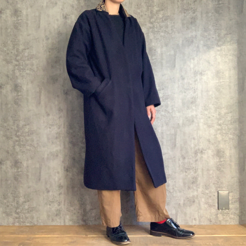 訳ありの逸品 インド刺繍リボンのつけ襟コート Removable collar
