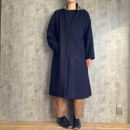 訳ありの逸品 インド刺繍リボンのつけ襟コート Removable collar coat