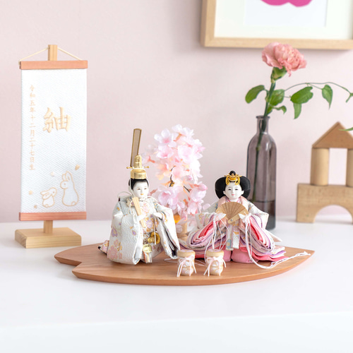 ひな人形 新作 人気のピンク台 さくらセット 桜｜ワンランク上の