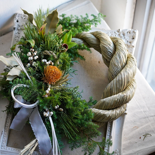 大きなしめ縄 ナチュラルなしめ縄 店舗用しめ縄 大きな玄関用しめ縄