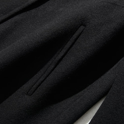 フォーマルからカジュアルまで合わせやすく　ノーカラーウールコート　ブラック231105-2 6枚目の画像