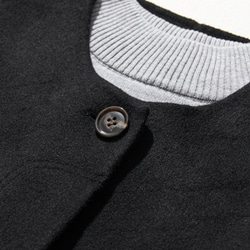 フォーマルからカジュアルまで合わせやすく　ノーカラーウールコート　ブラック231105-2 4枚目の画像