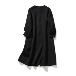 フォーマルからカジュアルまで合わせやすく　ノーカラーウールコート　ブラック231105-2 8枚目の画像