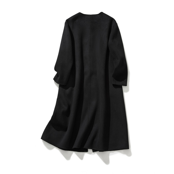 フォーマルからカジュアルまで合わせやすく　ノーカラーウールコート　ブラック231105-2 8枚目の画像