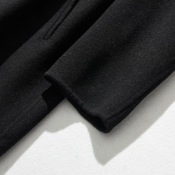 フォーマルからカジュアルまで合わせやすく　ノーカラーウールコート　ブラック231105-2 5枚目の画像