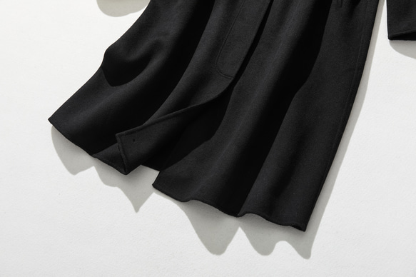 フォーマルからカジュアルまで合わせやすく　ノーカラーウールコート　ブラック231105-2 7枚目の画像