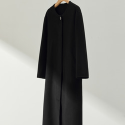 フォーマルからカジュアルまで合わせやすく　ノーカラーウールコート　ブラック231105-2 10枚目の画像