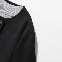 フォーマルからカジュアルまで合わせやすく　ノーカラーウールコート　ブラック231105-2 3枚目の画像