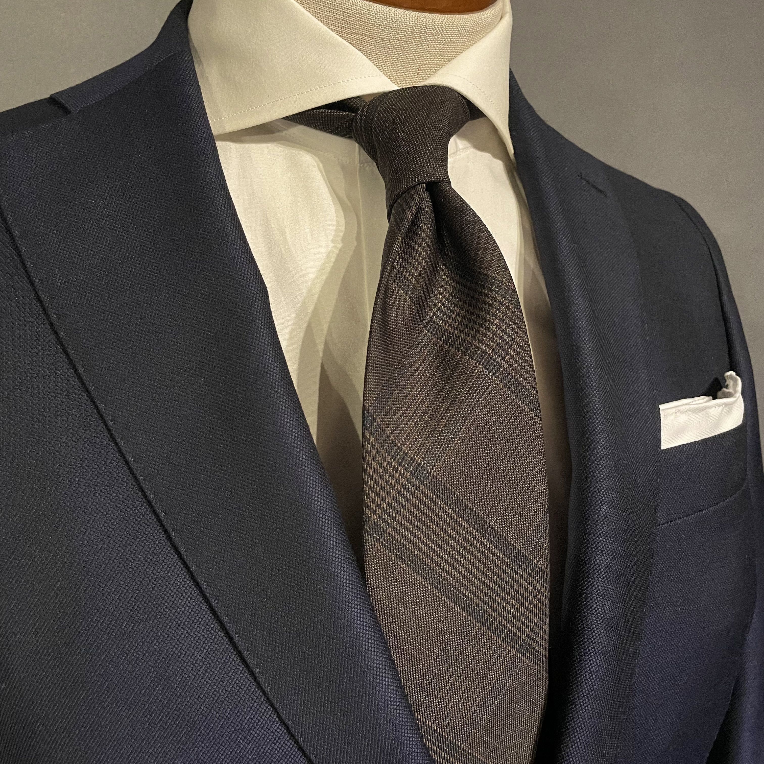 【受注製作】ブラウン　モスグリーン　ネクタイ　プレゼント　ギフト　ネクタイ【別途】名入れ　イニシャル　刺繍