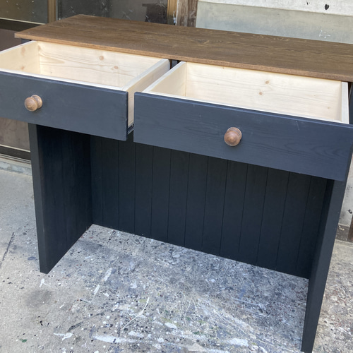 受注製作］引き出し付き☆ブラック＆ダーク☆受付カウンターテーブル