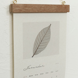 【早割】木製バー付き ドライフラワー カレンダー 2024 植物標本 壁掛け 3枚目の画像