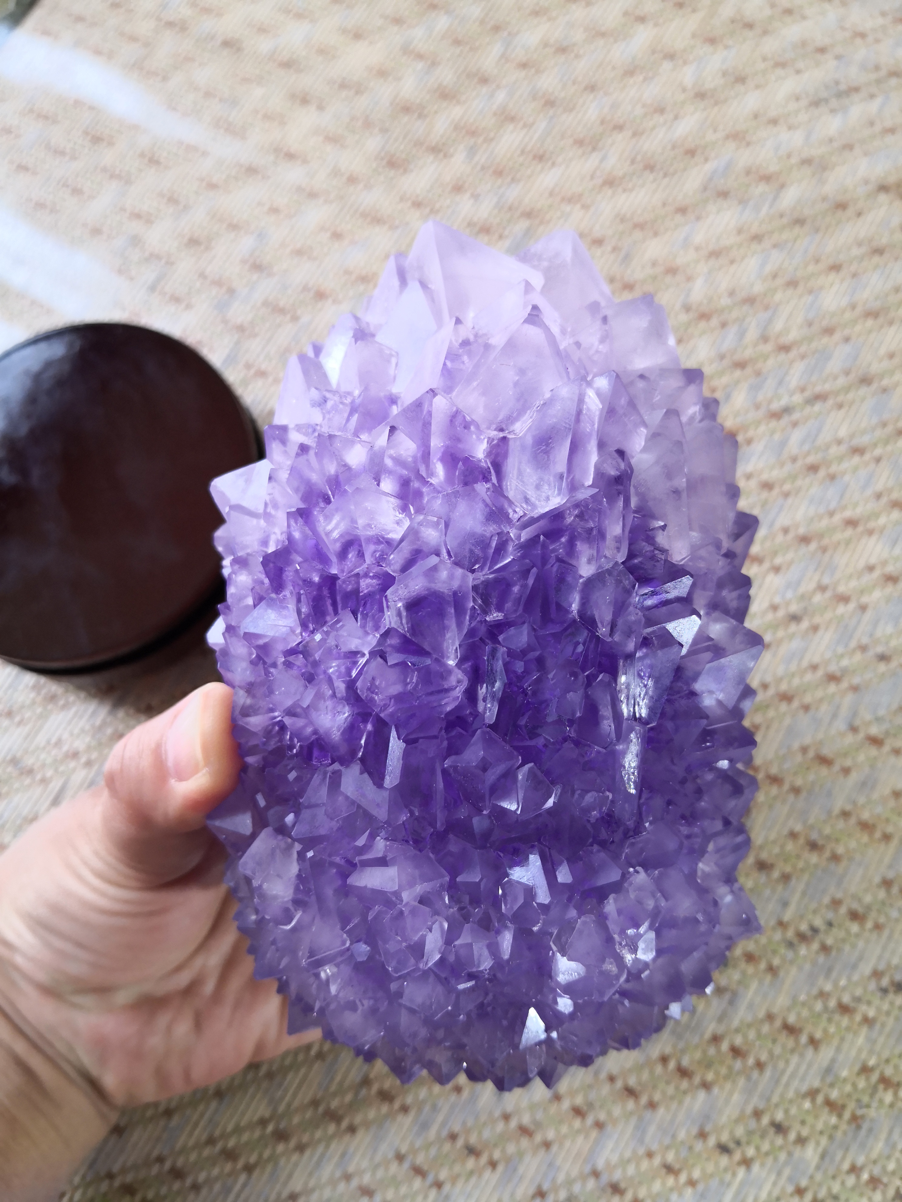 台座付　水晶ポイント原石透明度が高いヒマラヤ水晶クラスター　水晶原石 群晶 浄化