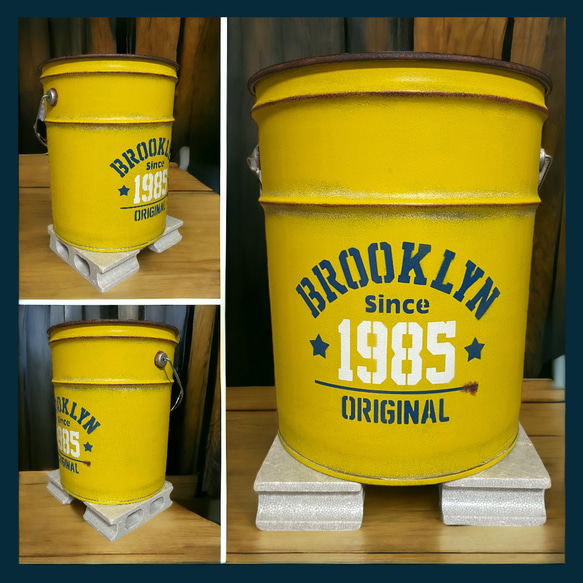 リメイクペール缶 ブルックリン 1985 薪入れ 鉢入れ プランター 傘立て ゴミ箱 リメ缶 1枚目の画像