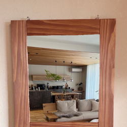 鏡　壁掛け鏡　置き型鏡　ウォルナット　 5枚目の画像
