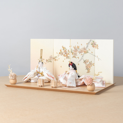 ことの平安ひな（3HY-0501）ゆき｜手描桜｜平台｜コンパクトな雛人形