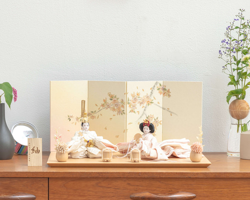 ことの平安ひな（3HY-0501）ゆき｜手描桜｜平台｜コンパクトな雛人形