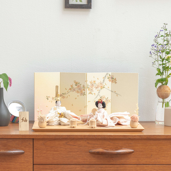 ことの平安ひな（3HY-0501）ゆき｜手描桜｜平台｜コンパクトな雛人形