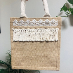 A6 無印良品ジュートトートバッグ / handmade design tote bag ハンドメイドデザイン 1枚目の画像