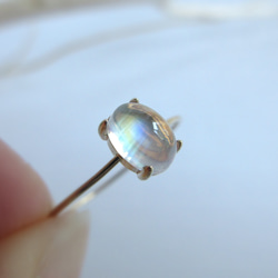 K10 [美麗顆粒] 6 x 4mm 高品質「彩虹月光石」戒指 第7張的照片