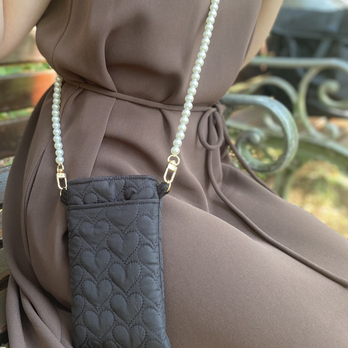 renewal】ハート キルティング ヌビ スマホショルダー ハート