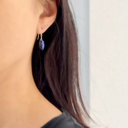 14Kgf 青金石耳環（耳環）防過敏--藍色水滴-- 第4張的照片