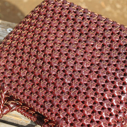 牛革 革編み込み 山葡萄風 六角花結び編み かごバッグ 籠 BAG バッグ かご バッグ 手提 6枚目の画像