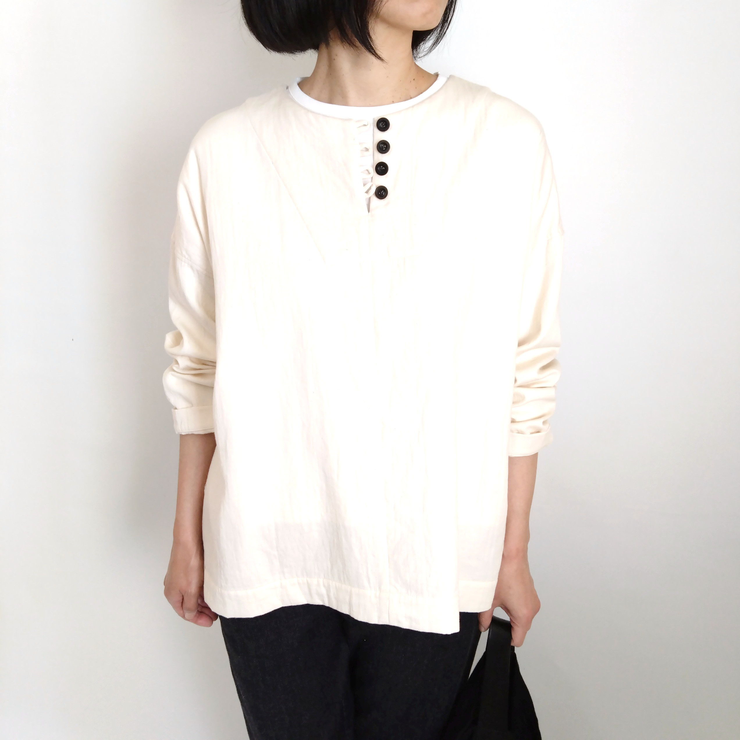 【期間限定送料無料!】再販！× 6  軽くて暖かい二重織りのトップ  ふっくら柔らかな表ツイル裏ガーゼ  ナチュラル