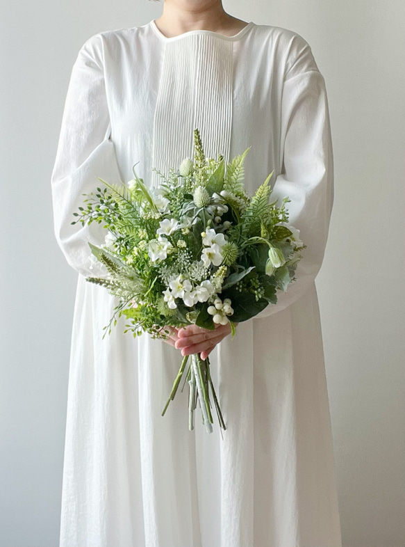 【即納OK！】究極のナチュラル♡グリーンブーケ ガーデンウエディング アーティフィシャルフラワーブーケ 前撮りブーケ 