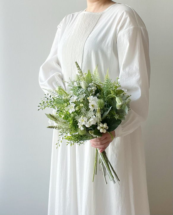 【即納OK！】究極のナチュラル♡グリーンブーケ ガーデンウエディング アーティフィシャルフラワーブーケ 前撮りブーケ 